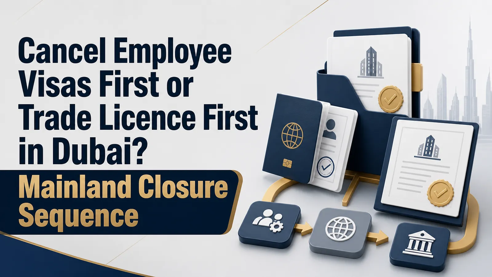 Cancel Employee Visas First or Trade Licence First in Dubai? Mainland Closure Sequence Cancel Employee Visas First or Trade Licence First in Dubai? Mainland Closure Sequence featured image