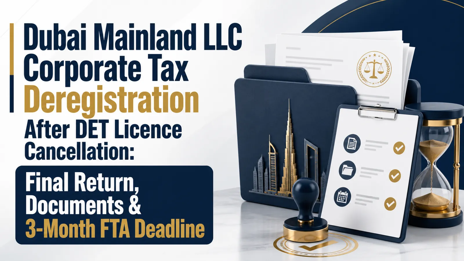 Dubai Mainland LLC Corporate Tax Deregistration After DET Licence Cancellation: Final Return, Documents & 3-Month FTA Deadline Dubai Mainland LLC Corporate Tax Deregistration After DET Licence Cancellation: Final Return, Documents & 3-Month FTA Deadline featured image