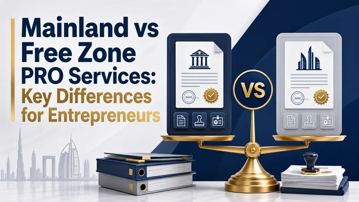 Mainland vs Free Zone PRO Services: Key Differences for Entrepreneurs Mainland vs Free Zone PRO Services: Key Differences for Entrepreneurs featured image
